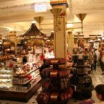 Harrods food hall in Knightsbridge has a wide variety of fine foods as well as a lounge in London