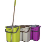 Three Vertex mop sets, yellow, white and purple