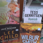 Book covers of Lee Child, Wilbur Smith, Tess Gerritsen