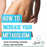 Increase your metabolism poster with the naked tummy of an European lady against a white back ground