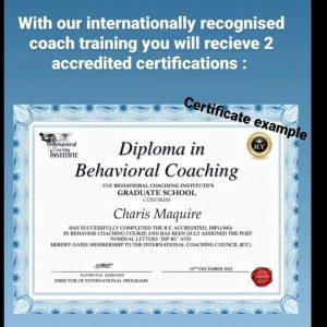 Blue background with white words on top and white certificate with blue edging below